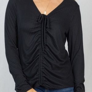 WHITE BIRCH LONG SLEEVE BLACK TOP WITH CINCH (S-XL)